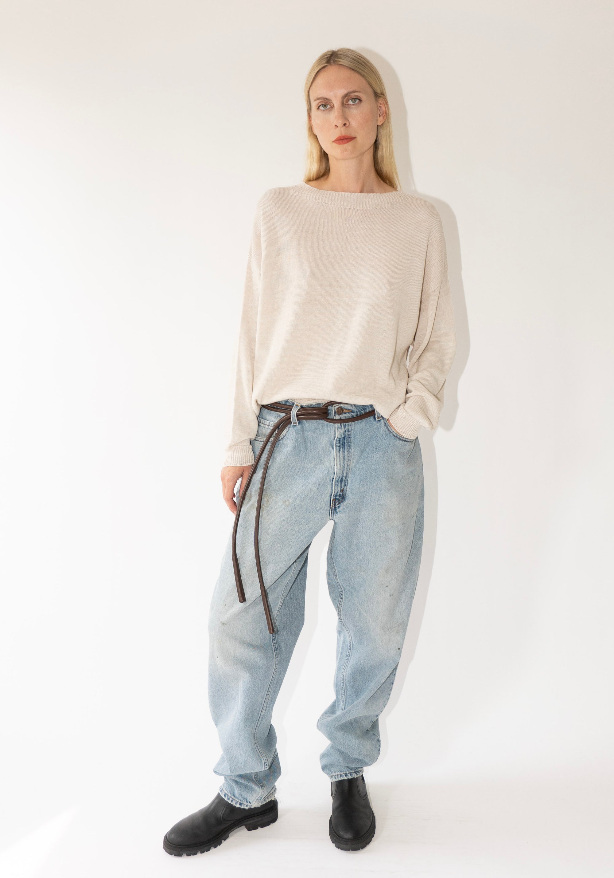 Francie Pebble Knit Sweater in Creme
