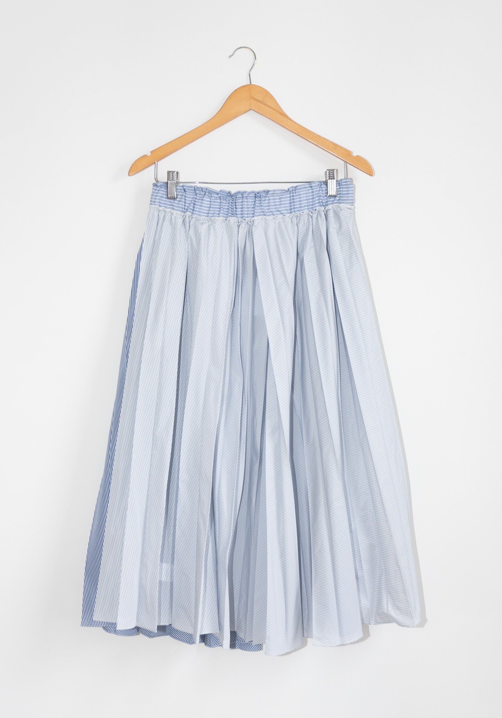 Safi Pleated Skirt in Sapphire Stripe – VESTIGE
