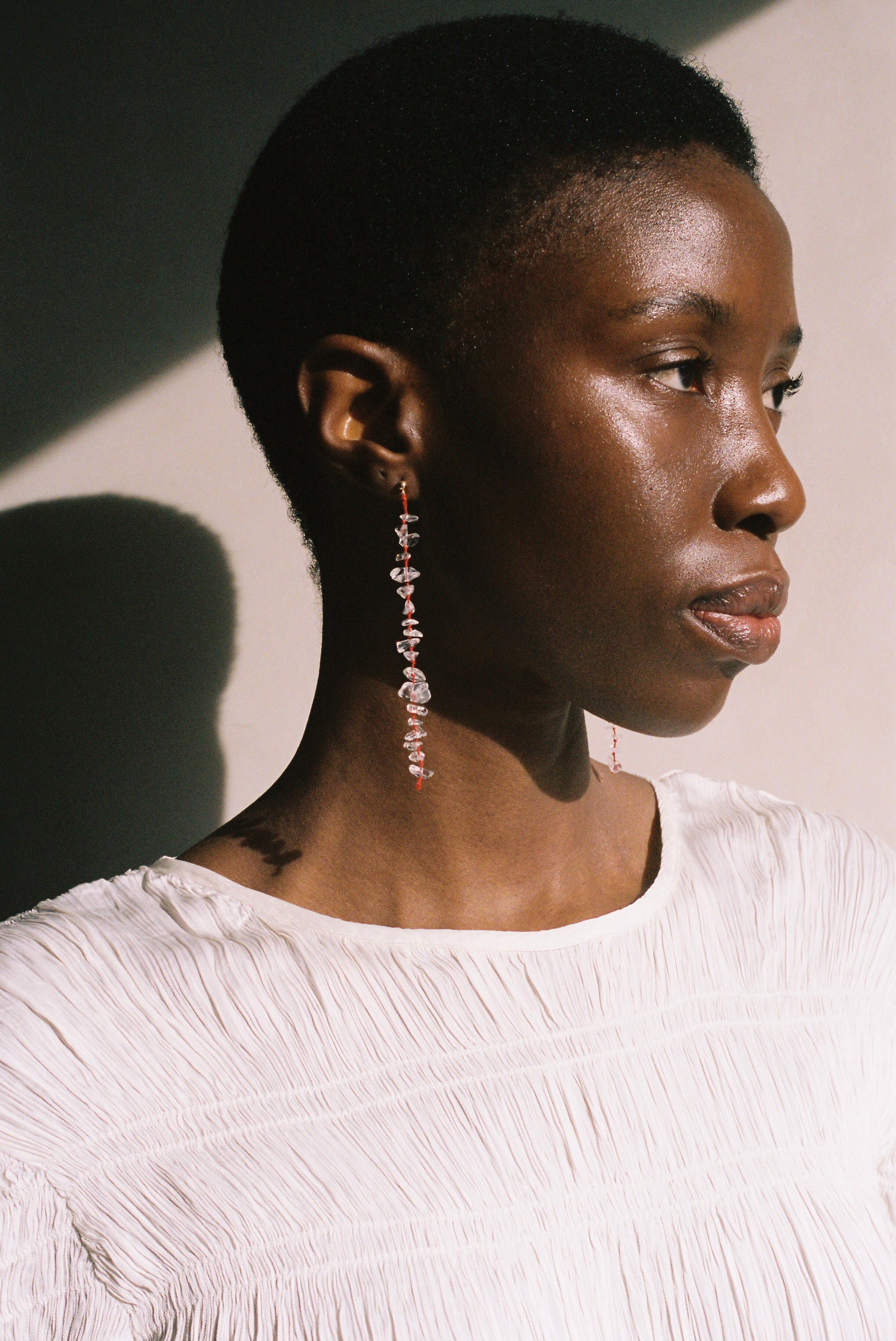 Siren Earrings in Quartz/Red