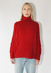 Auntie Oti Fisherman Sweater in Red