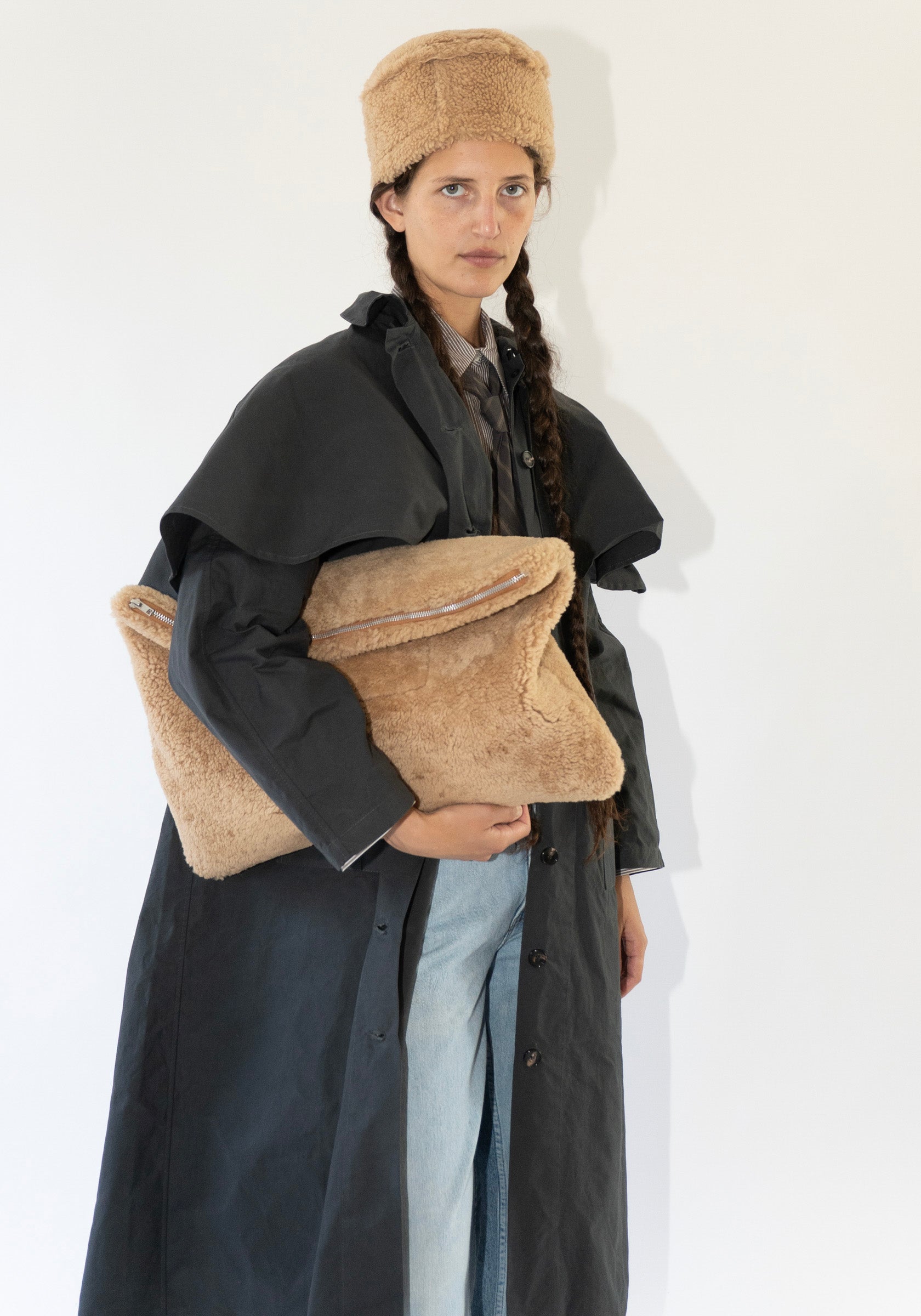 Cawley Leather Pill Box Hat in Tan