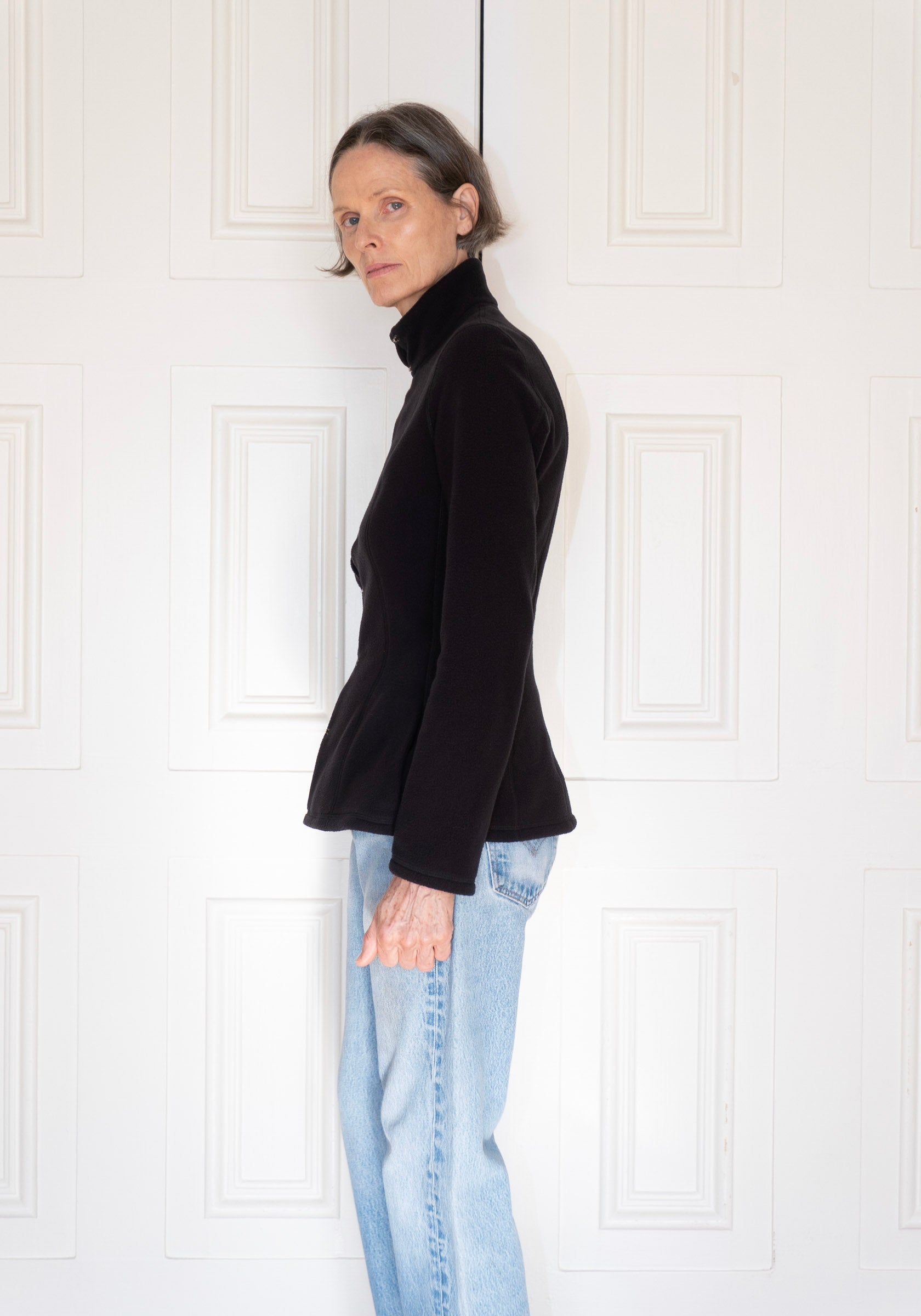 Colleen Allen Shaped Fleece Jacket in Black