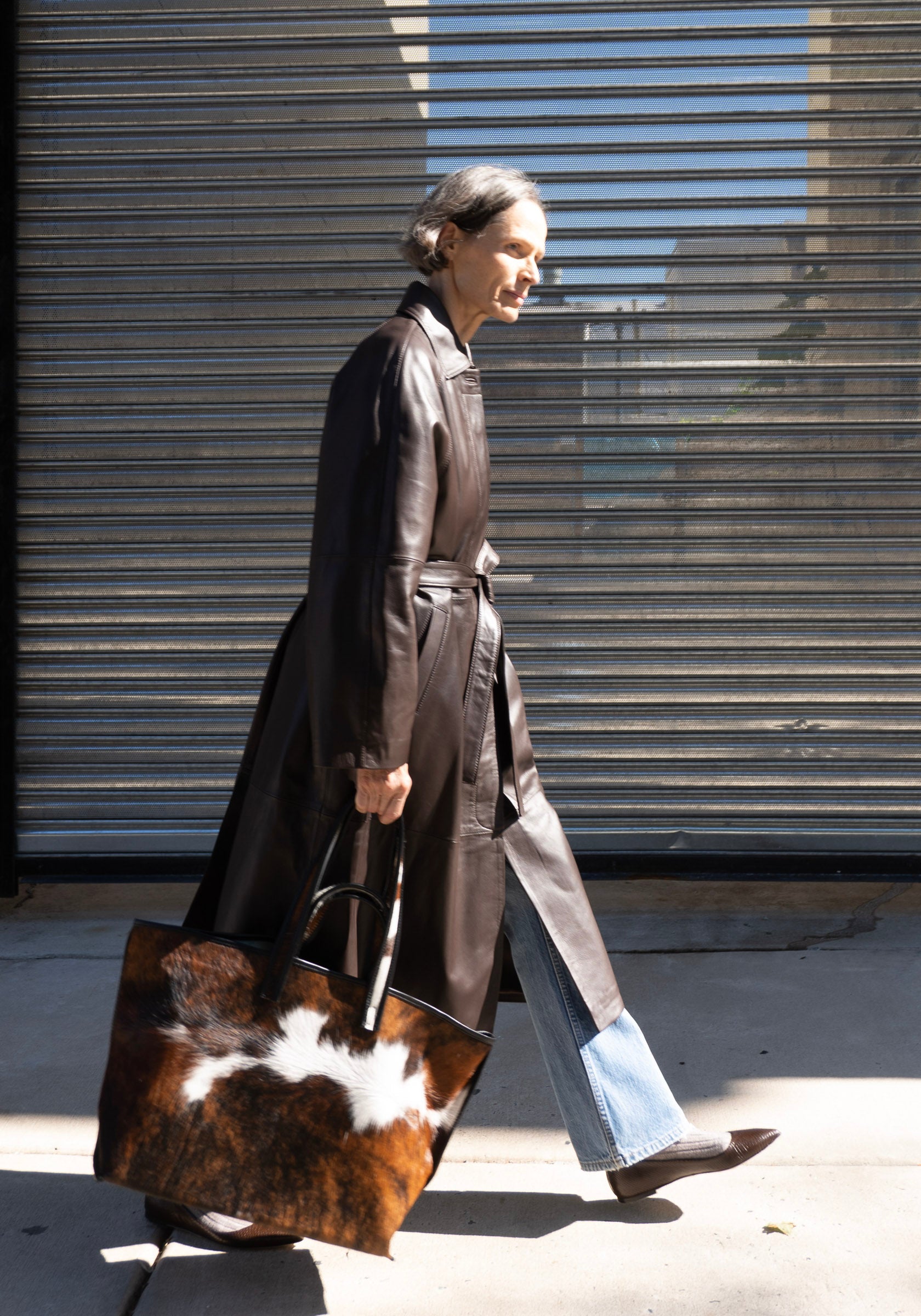 Cordera Nappa Long Trench Coat in Brown