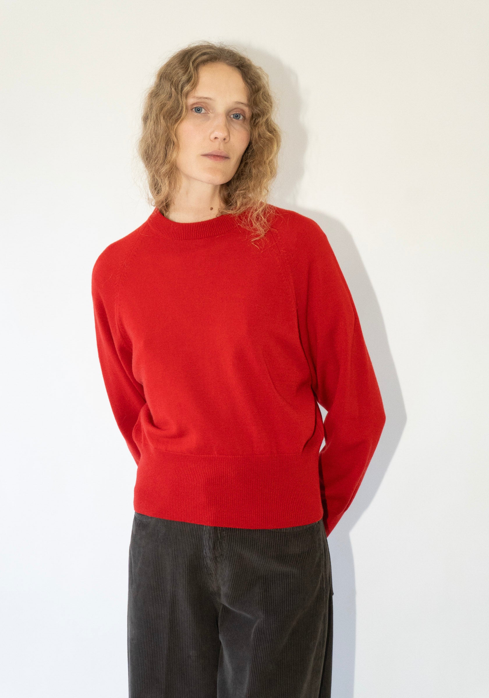 Cordera Merino Wool Pullover Sweater in Red