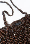 Cordera Wooden Beads Mini Bag in Brown

