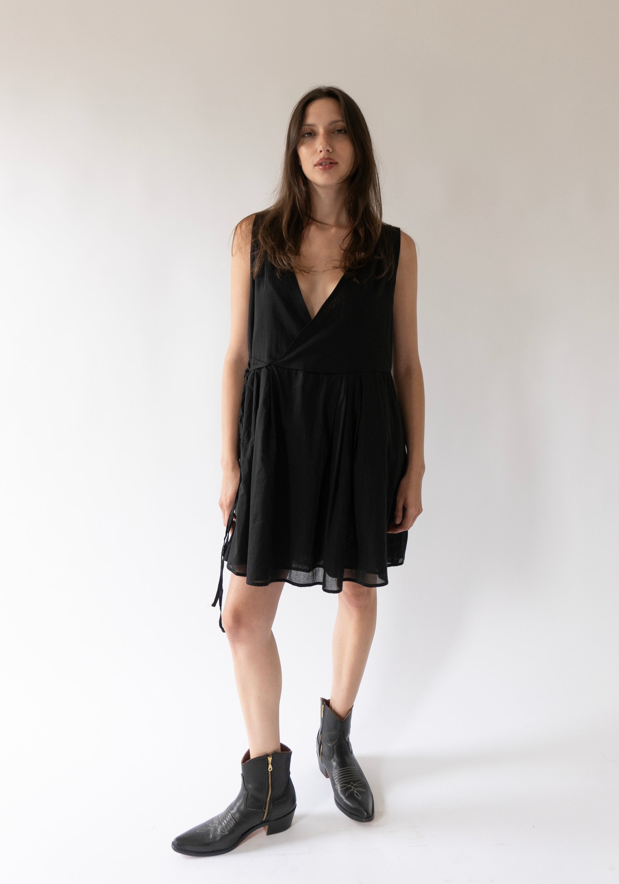 Wrap Tie Dress in Black