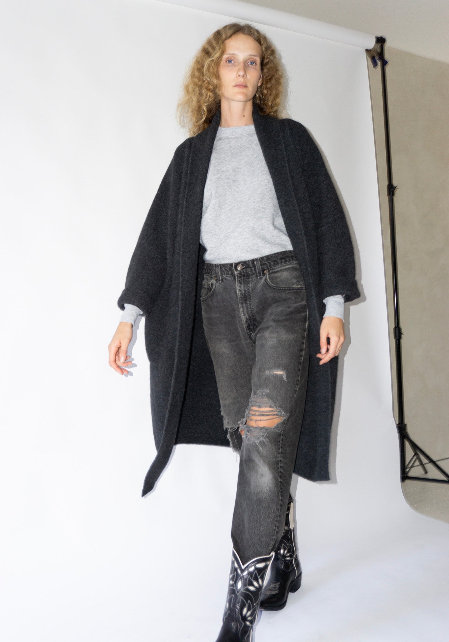 Lauren Manoogian Double Face Long Coat in Ink