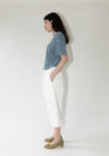 Lauren Manoogian Washed Cropped Trouser Shorts in White