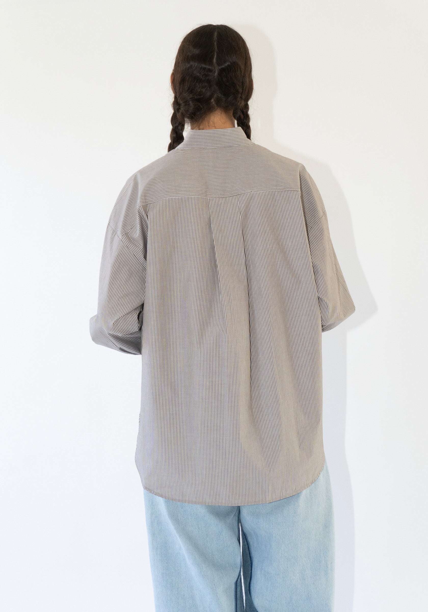 Malene Birger Derris Shirt in Thin Brown Stripe