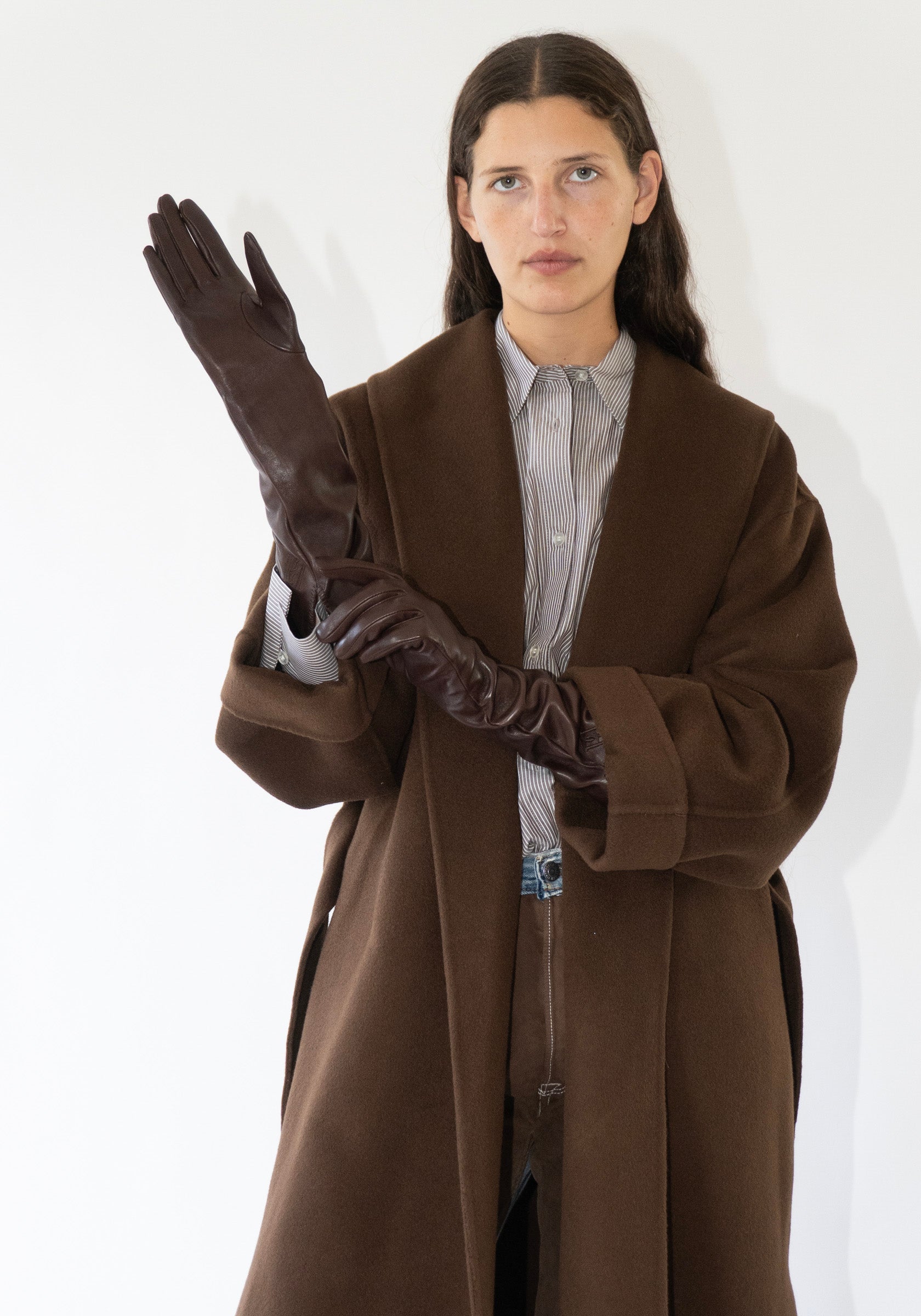 By Malene Birger Gemmi Long Leather Gloves in Brown