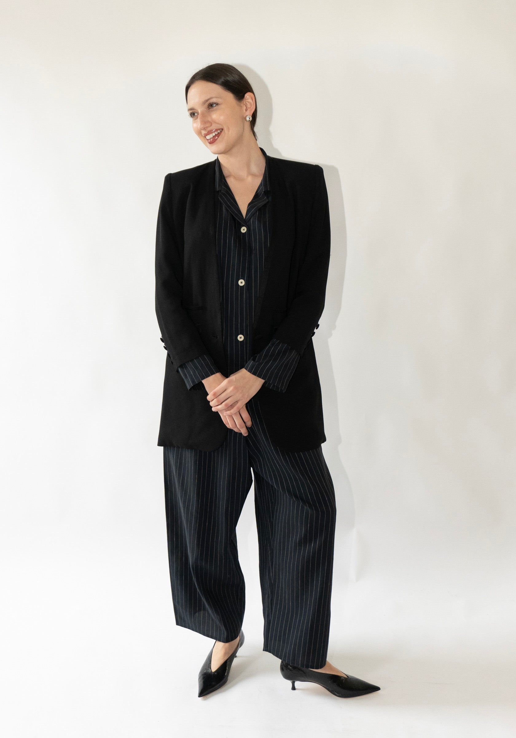 Shaina Mote Pajama Pant in Navy Pinstripe