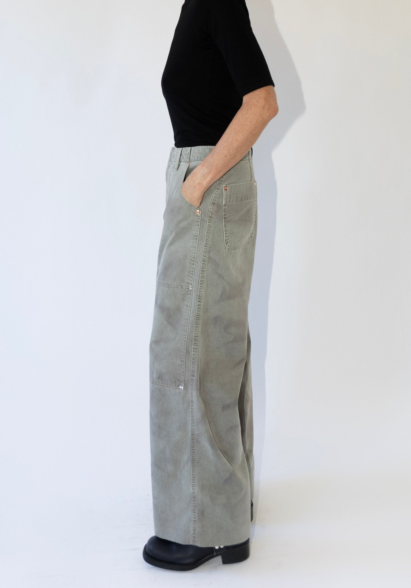 Work Jean Trousers in Foggy Green