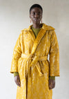 Silk Brocade Puffy Overcoat in Yellow
