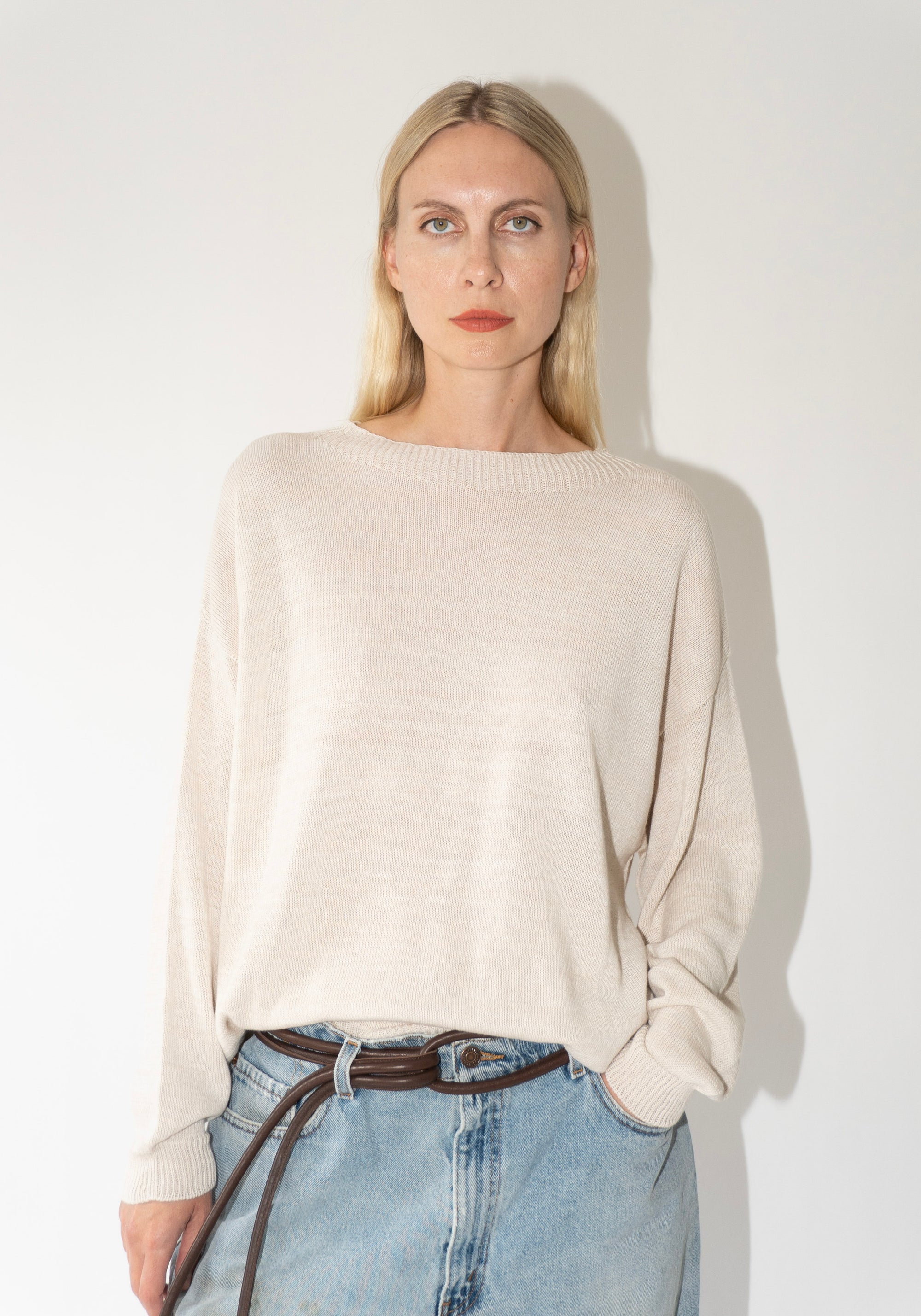 Francie Pebble Knit Sweater in Creme