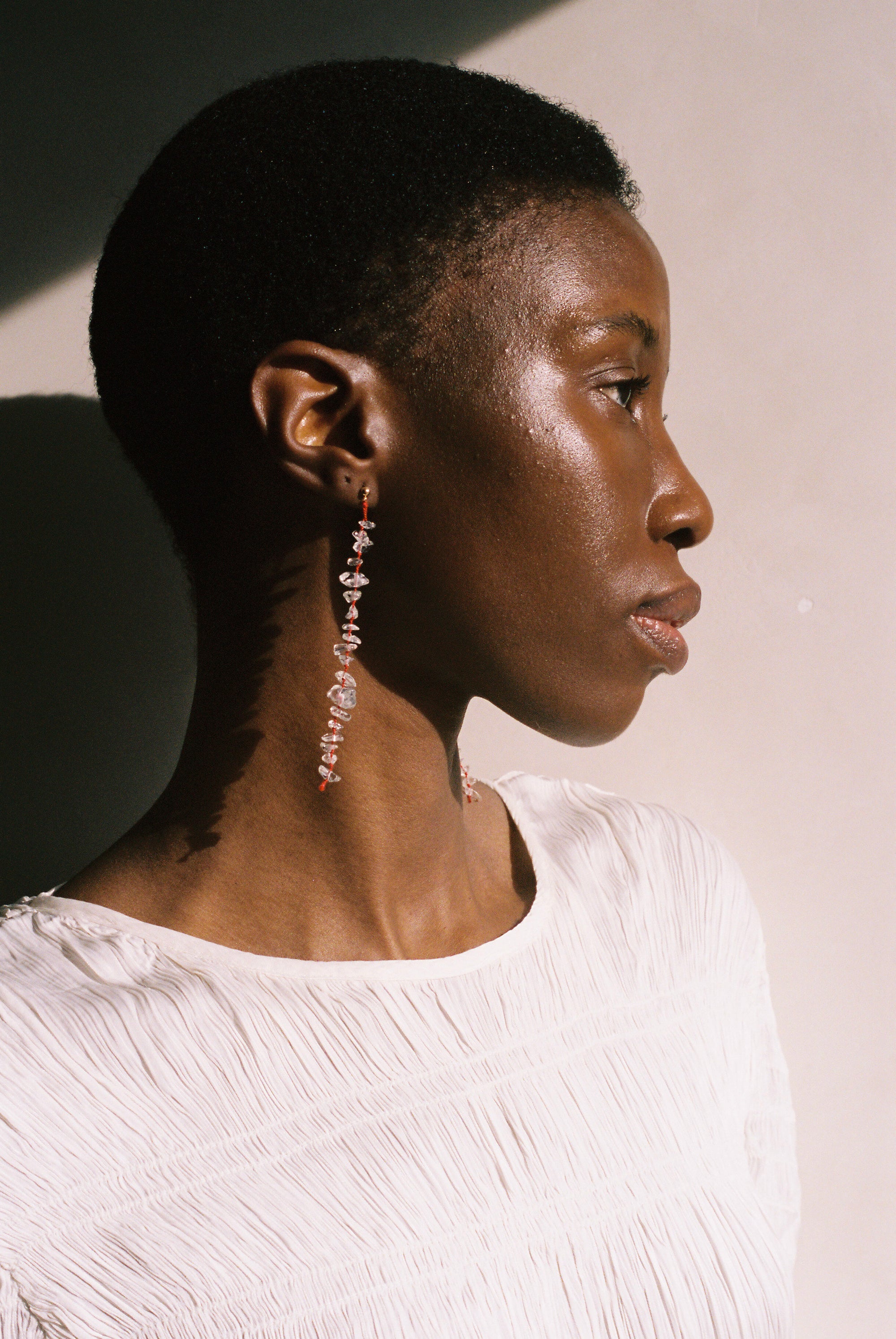 Siren Earrings in Quartz/Red