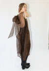 Silk Organza Gathered Isabella Dress in Chestnut