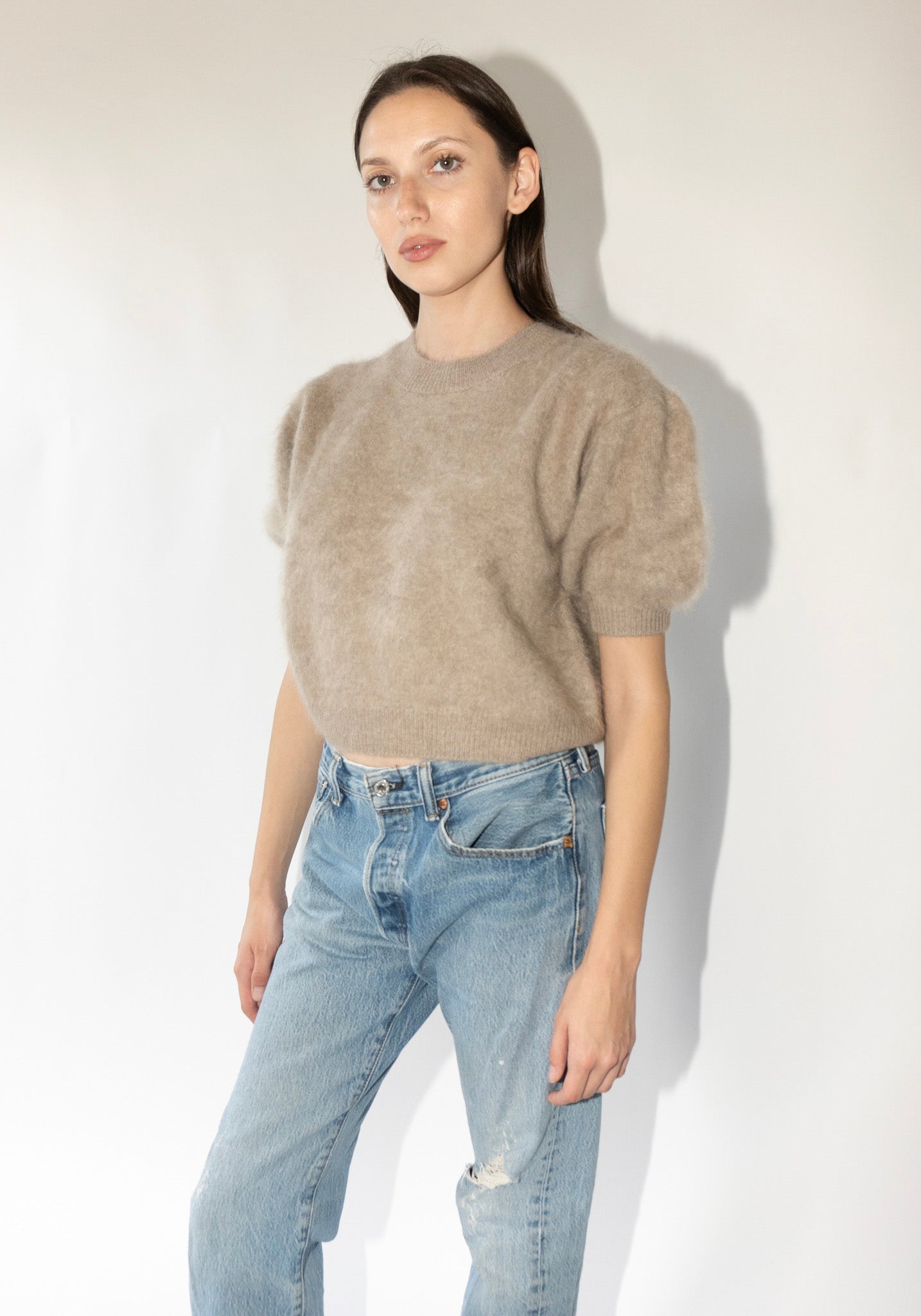 Lisa Yang Juniper Sweater in Mole Brushed