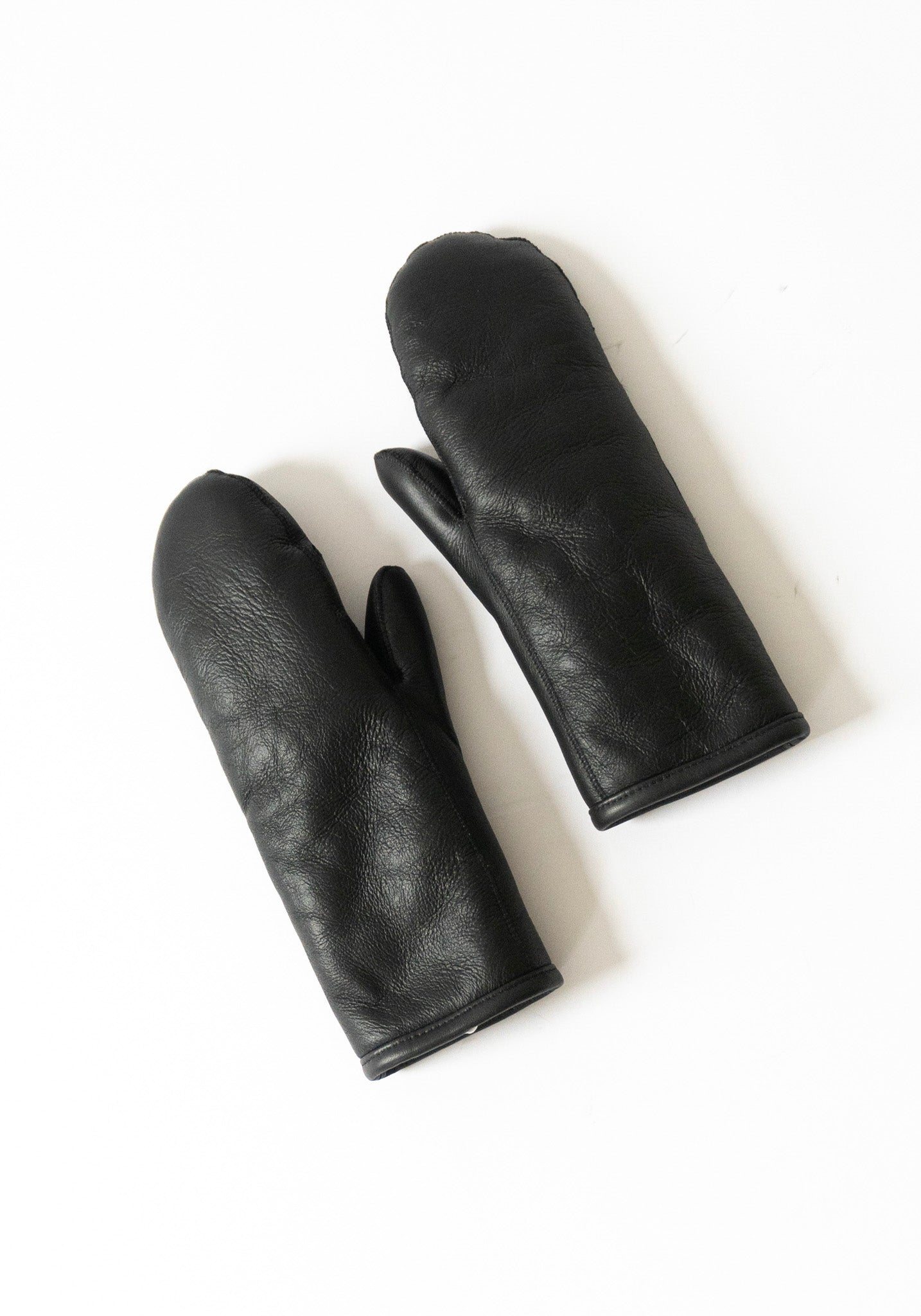 Cawley Black Leather Mittens