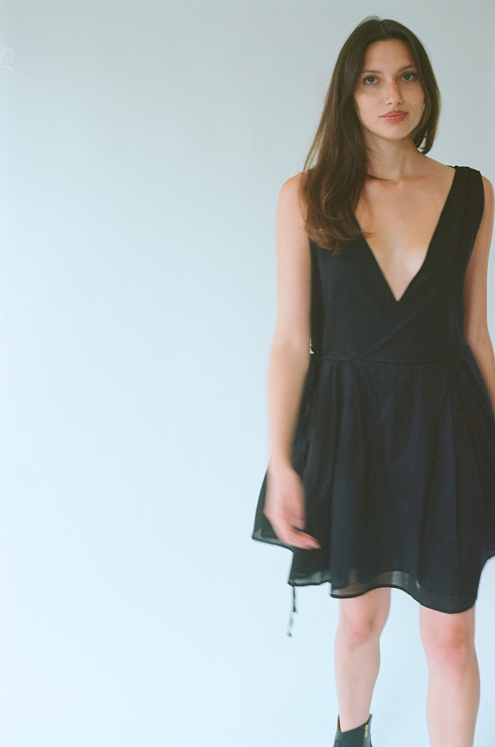 Wrap Tie Dress in Black