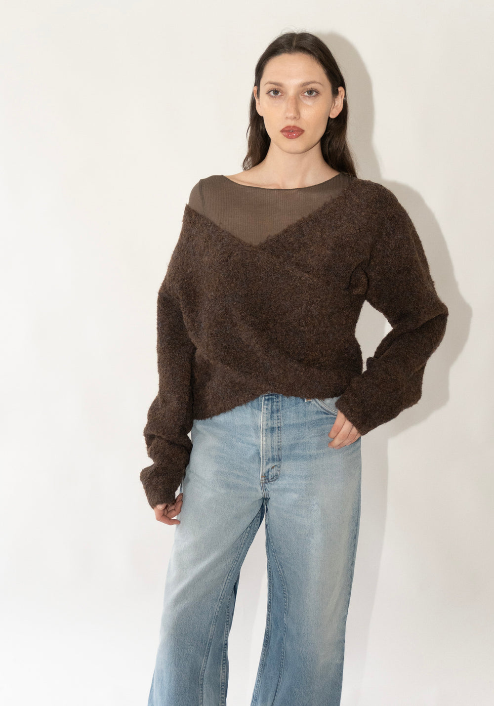 Deiji Studios Crossover Sweater in Brown