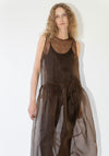 Silk Organza Gathered Isabella Dress in Chestnut