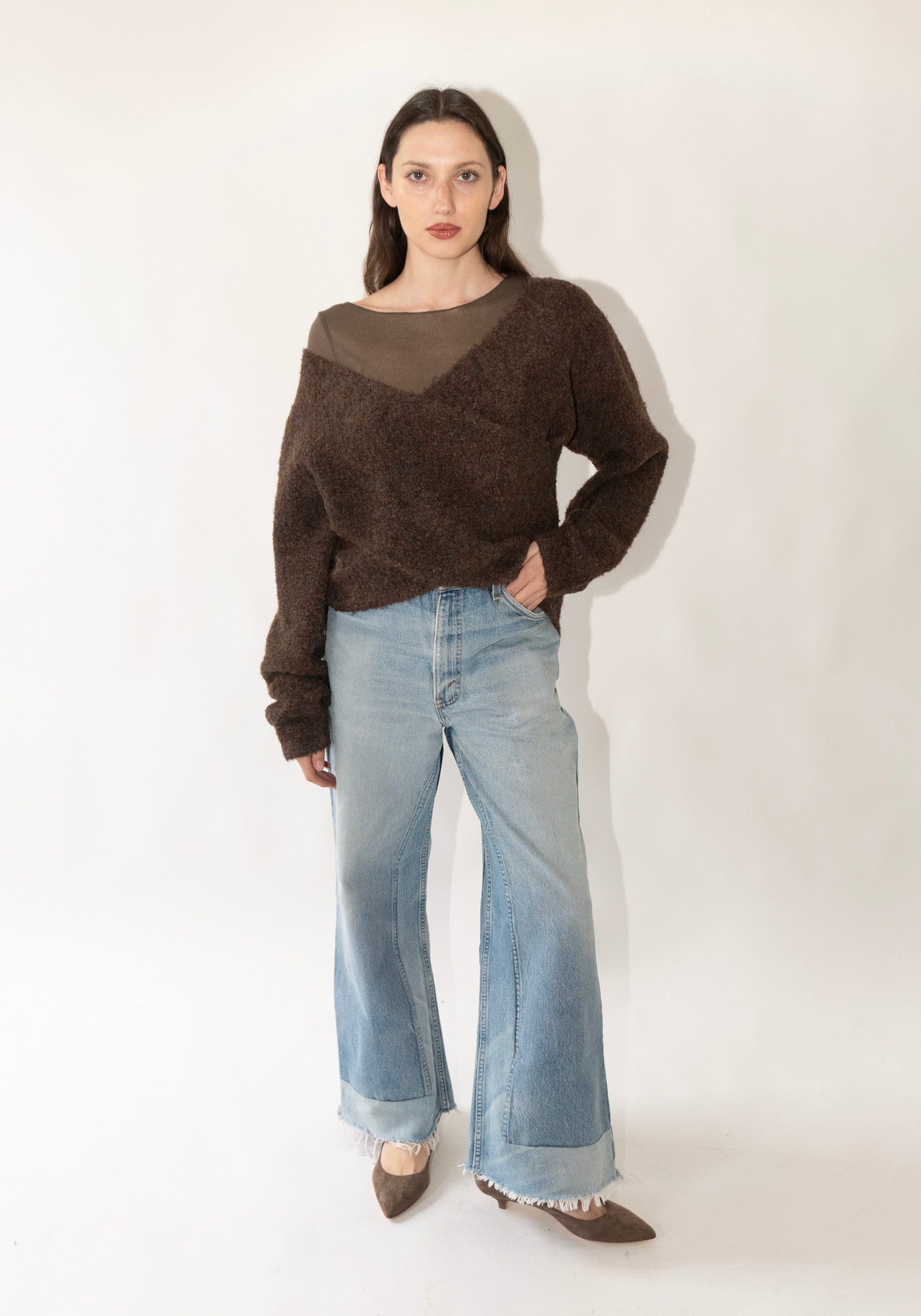 Deiji Studios Crossover Sweater in Brown