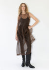 Silk Organza Gathered Isabella Dress in Chestnut