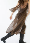 Silk Organza Gathered Isabella Dress in Chestnut