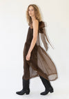 Silk Organza Gathered Isabella Dress in Chestnut