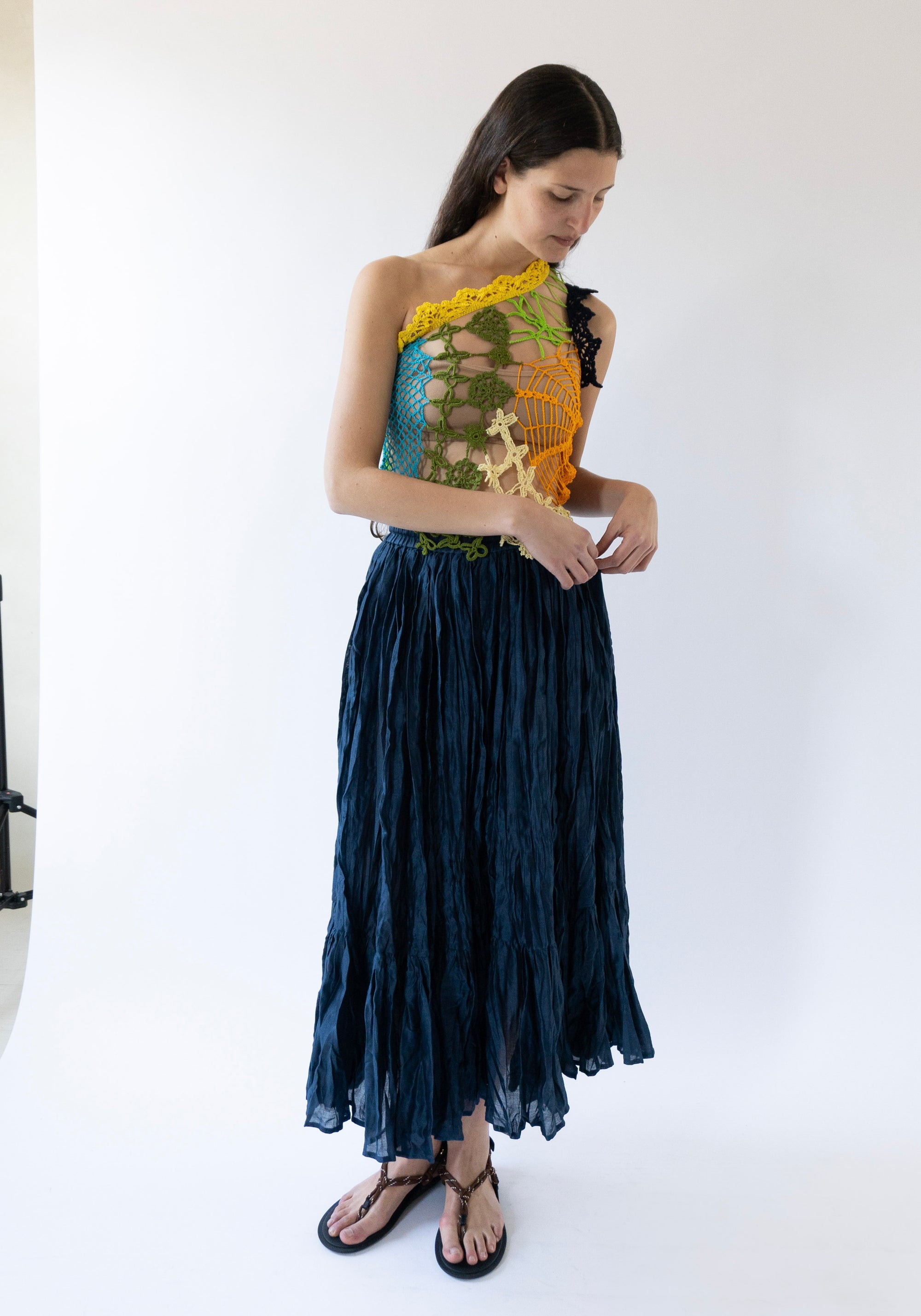 Caen Pleated Maxi Skirt in Eclipse