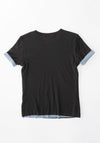 B Sides Double Tee in Dark Grey and Light Blue

