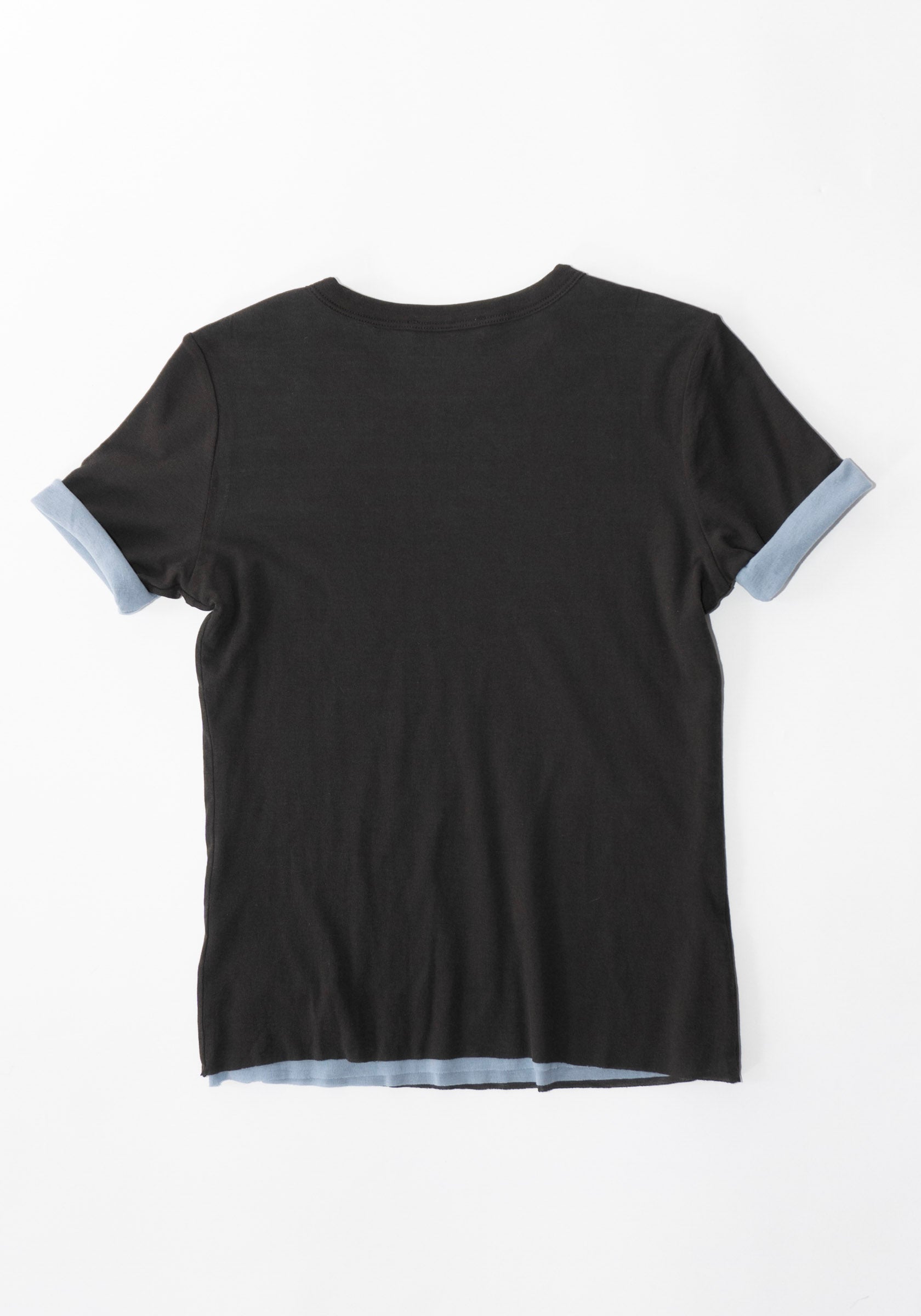 B Sides Double Tee in Dark Grey and Light Blue

