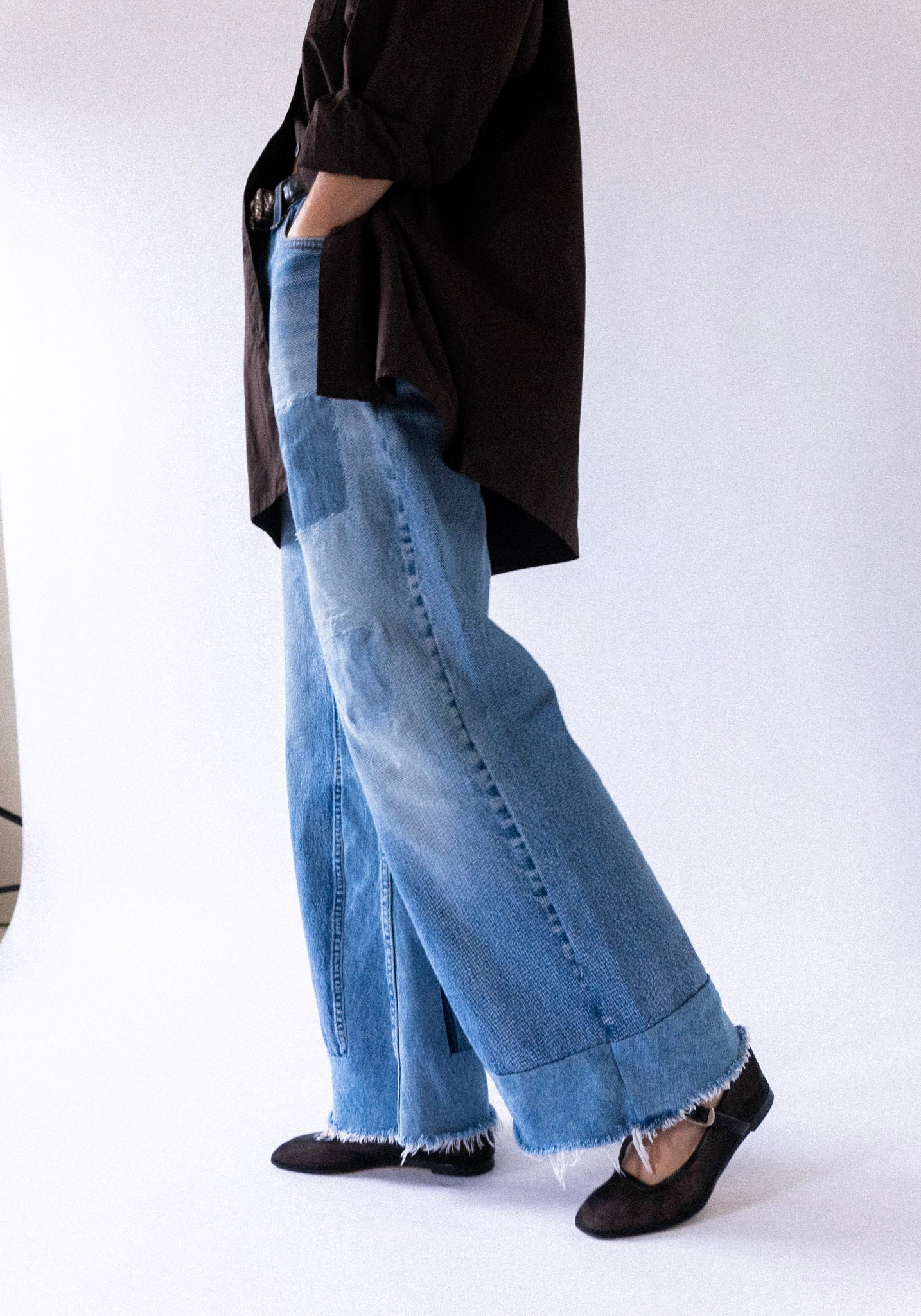 Vintage Reworked Culotte Jean in Indigo