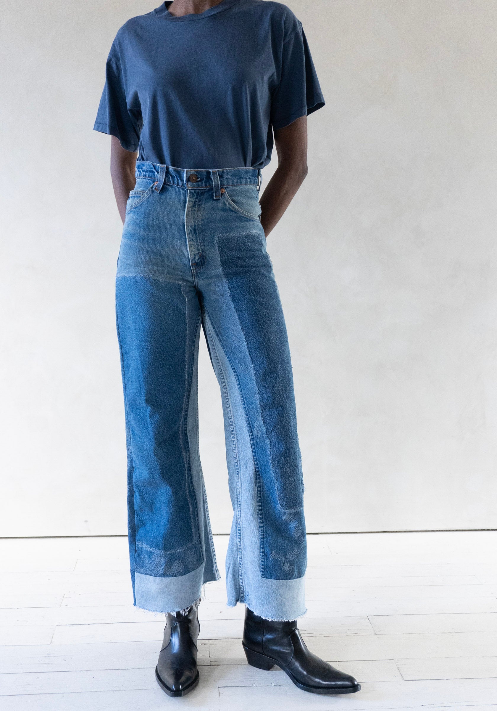 B Sides Vintage Reworked Culotte Jean in Vintage Indigo