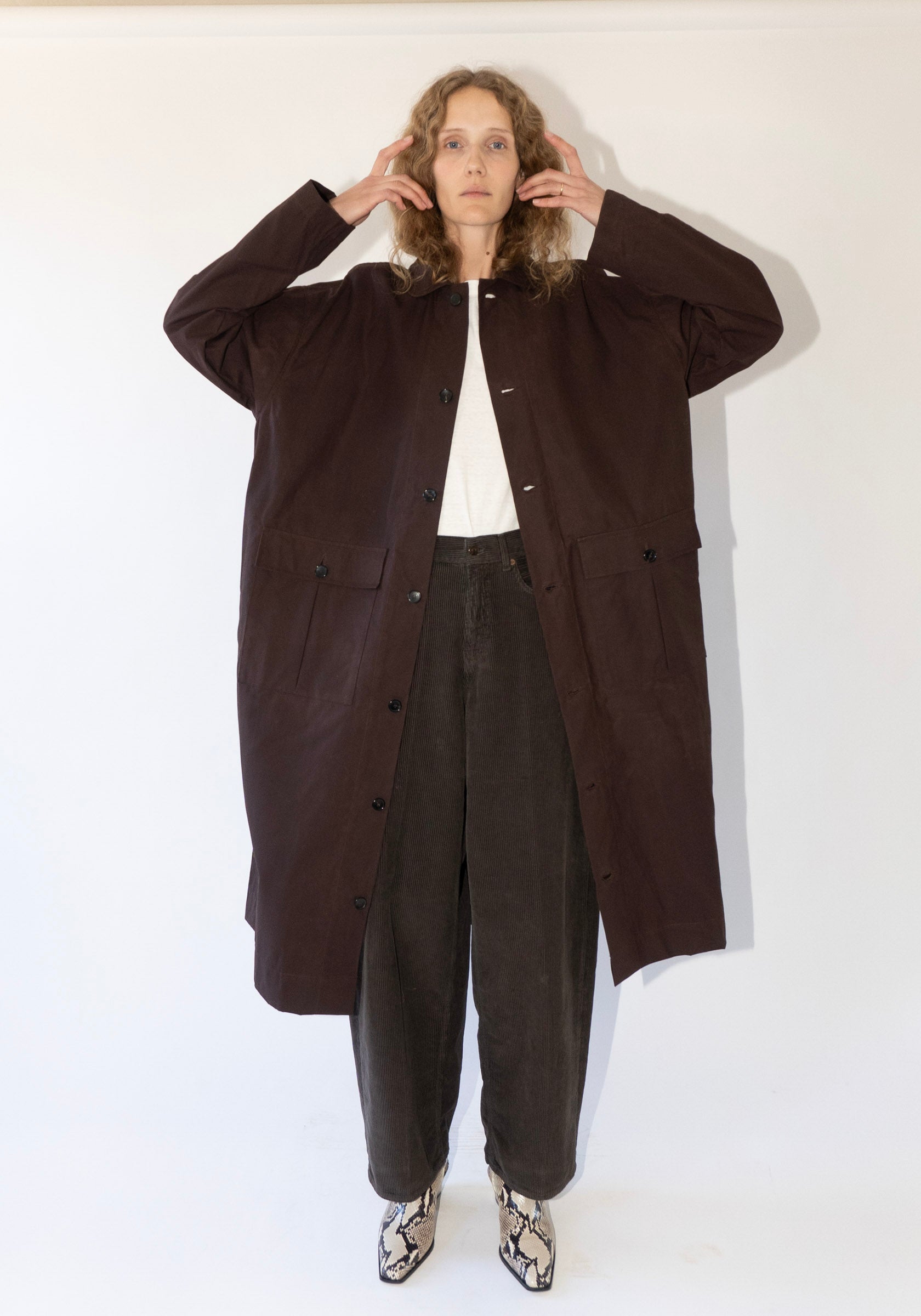 British Dry Oilskin Arlo Mac in Dark Mulberry