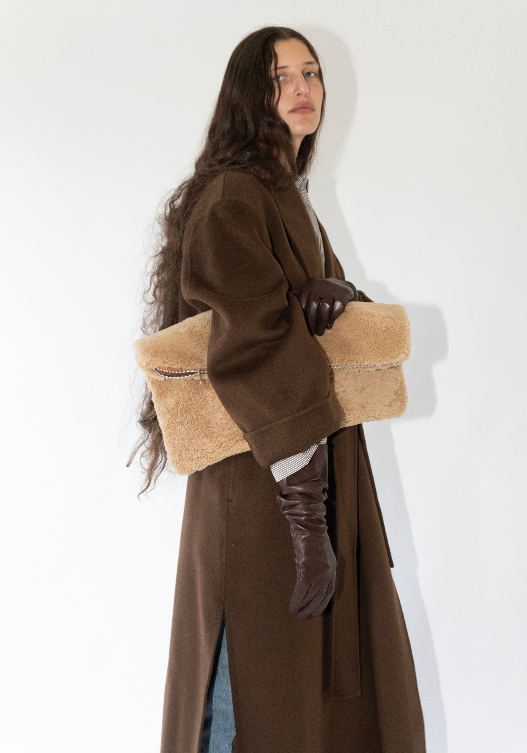 Cawley Leather Clutch in Tan