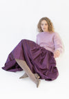 Silk Dupioni Panel Skirt in Plum