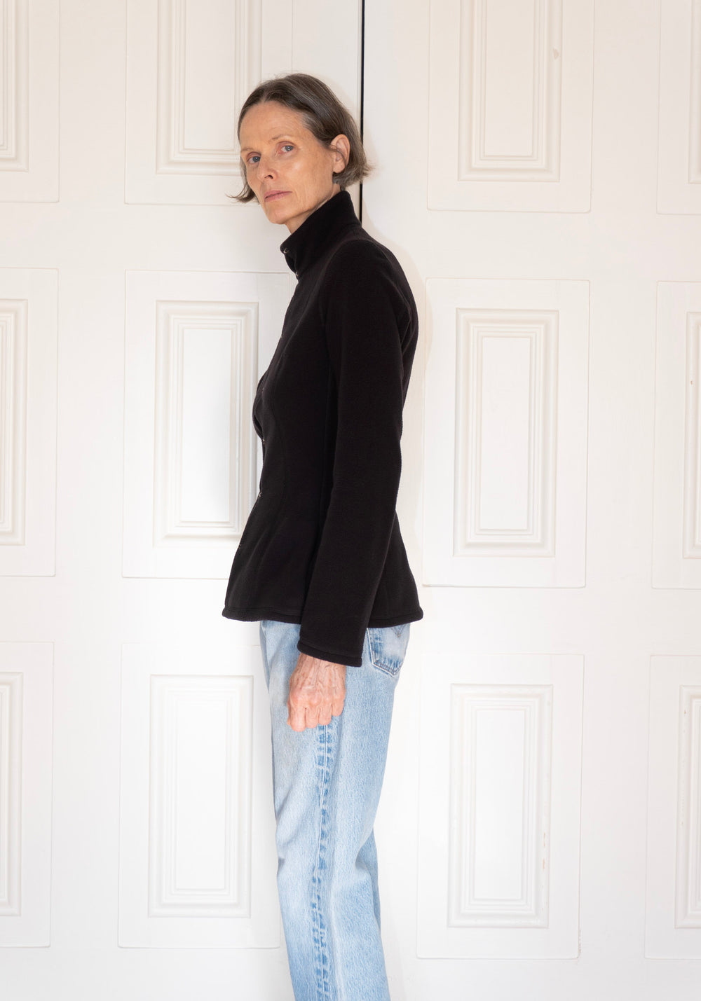 Colleen Allen Shaped Fleece Jacket in Black