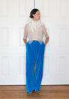 Colleen Allen Velvet Drawstring Pant in Cerulean Blue