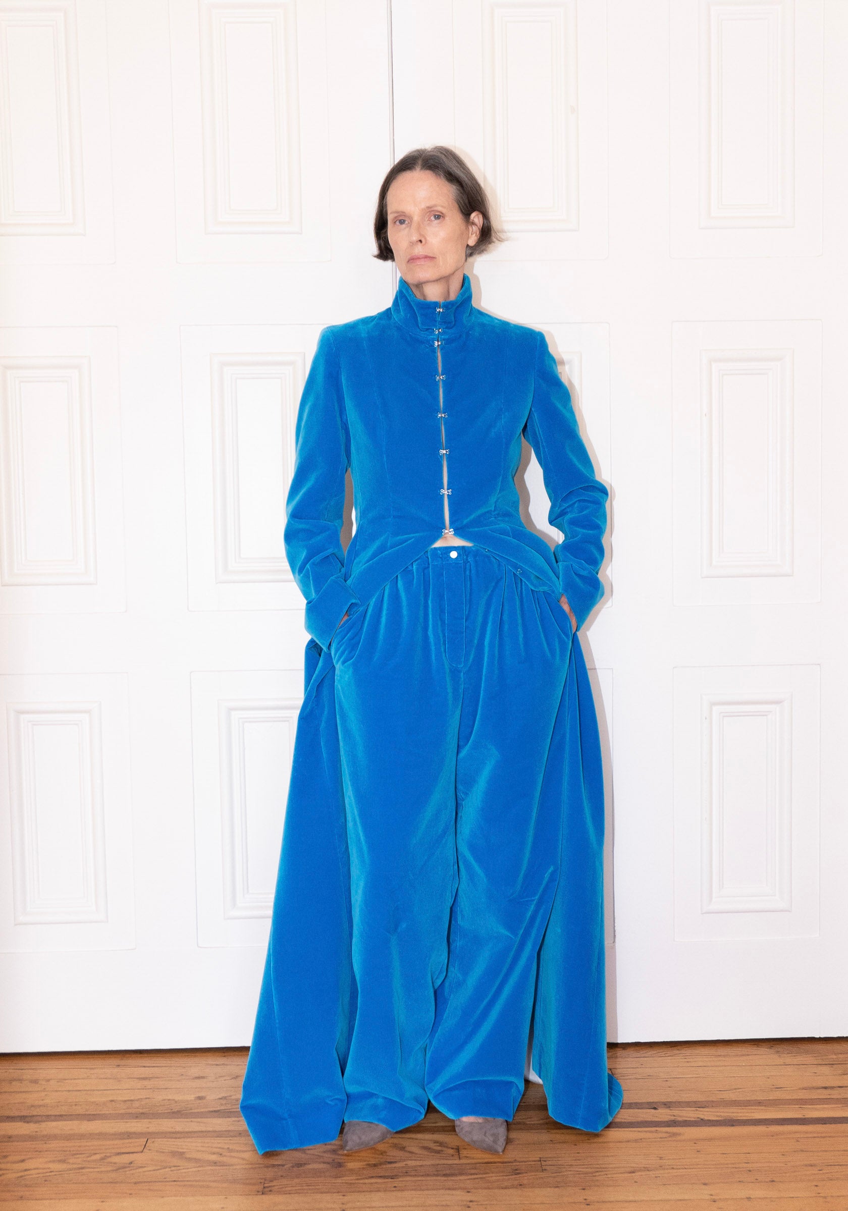 Colleen Allen Victorian Shaped Coat in Cerulean Blue