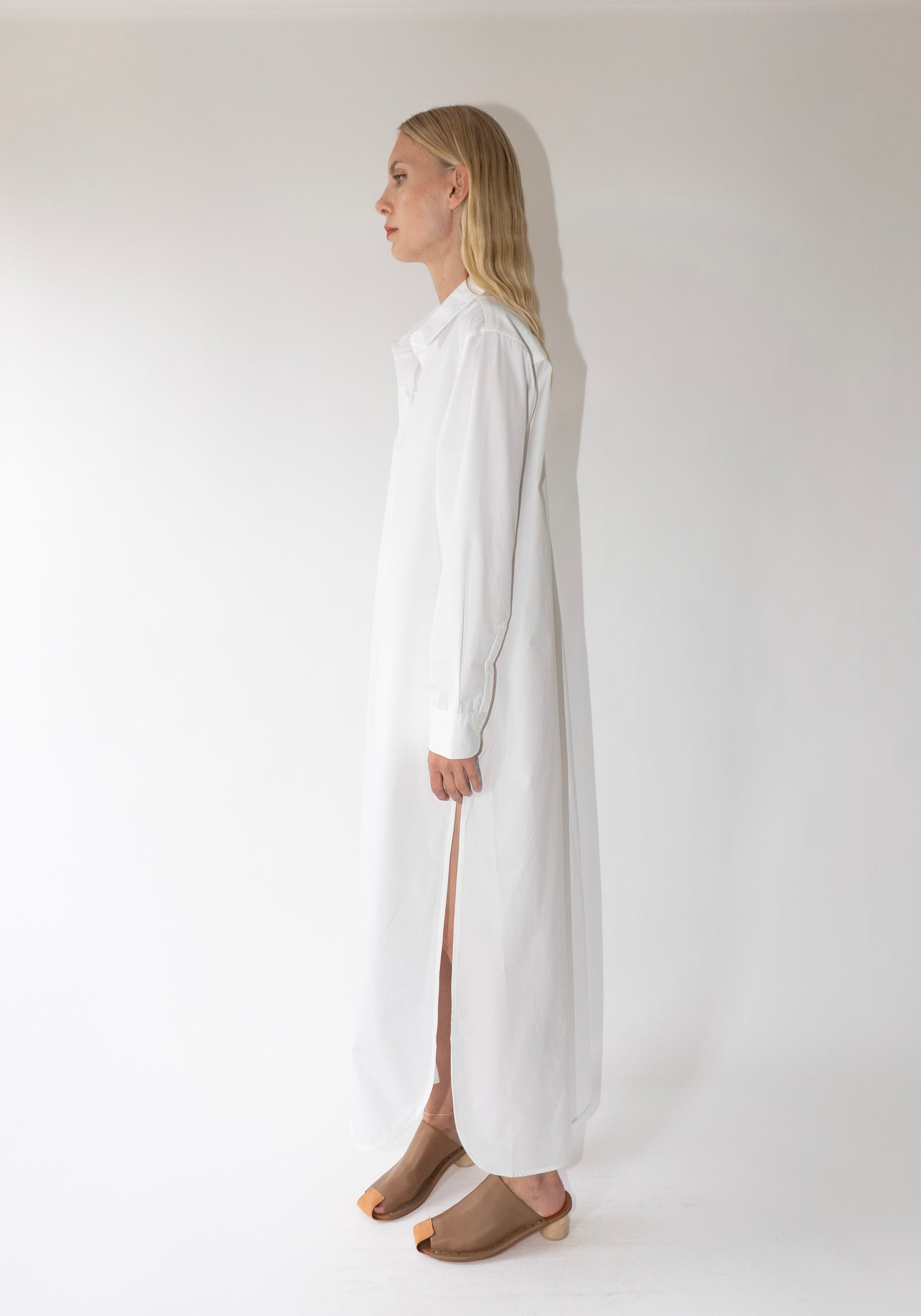 Comme Si Shirt Dress Cotton Poplin in White