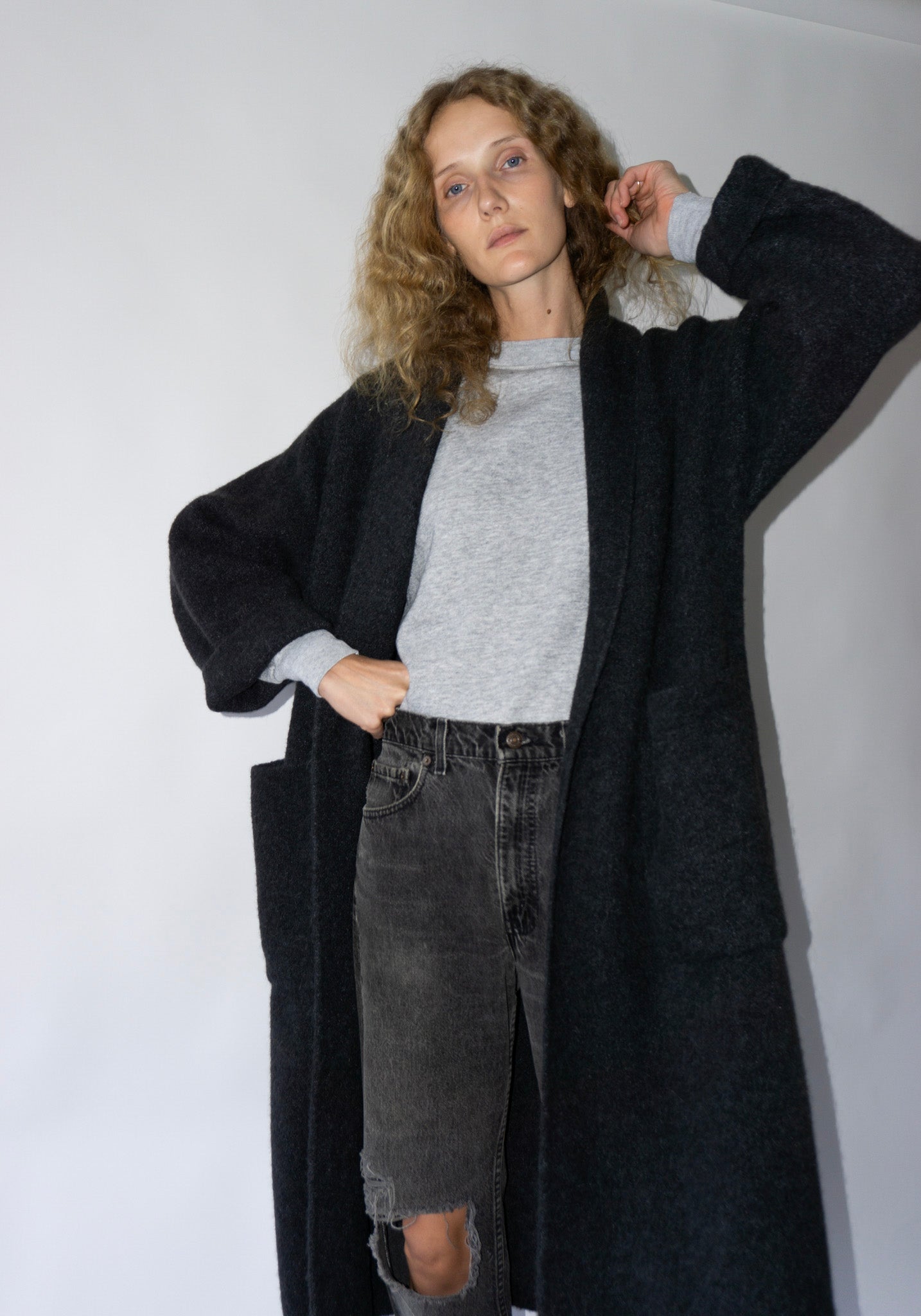 Lauren Manoogian Double Face Long Coat in Ink