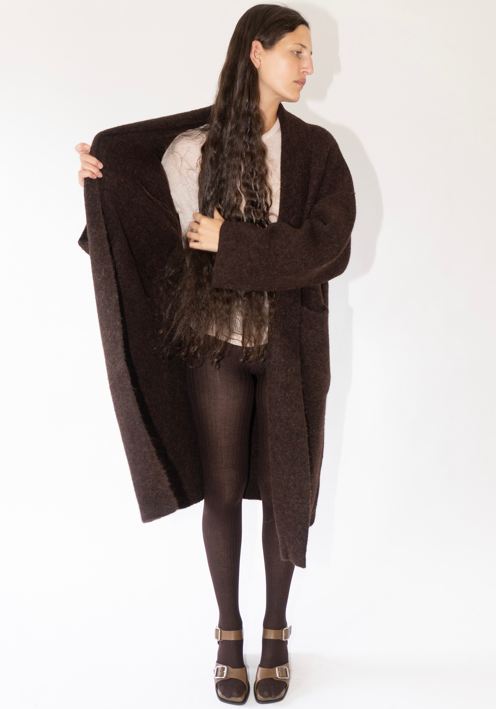 Lauren Manoogian Double Face Long Coat in Merlot