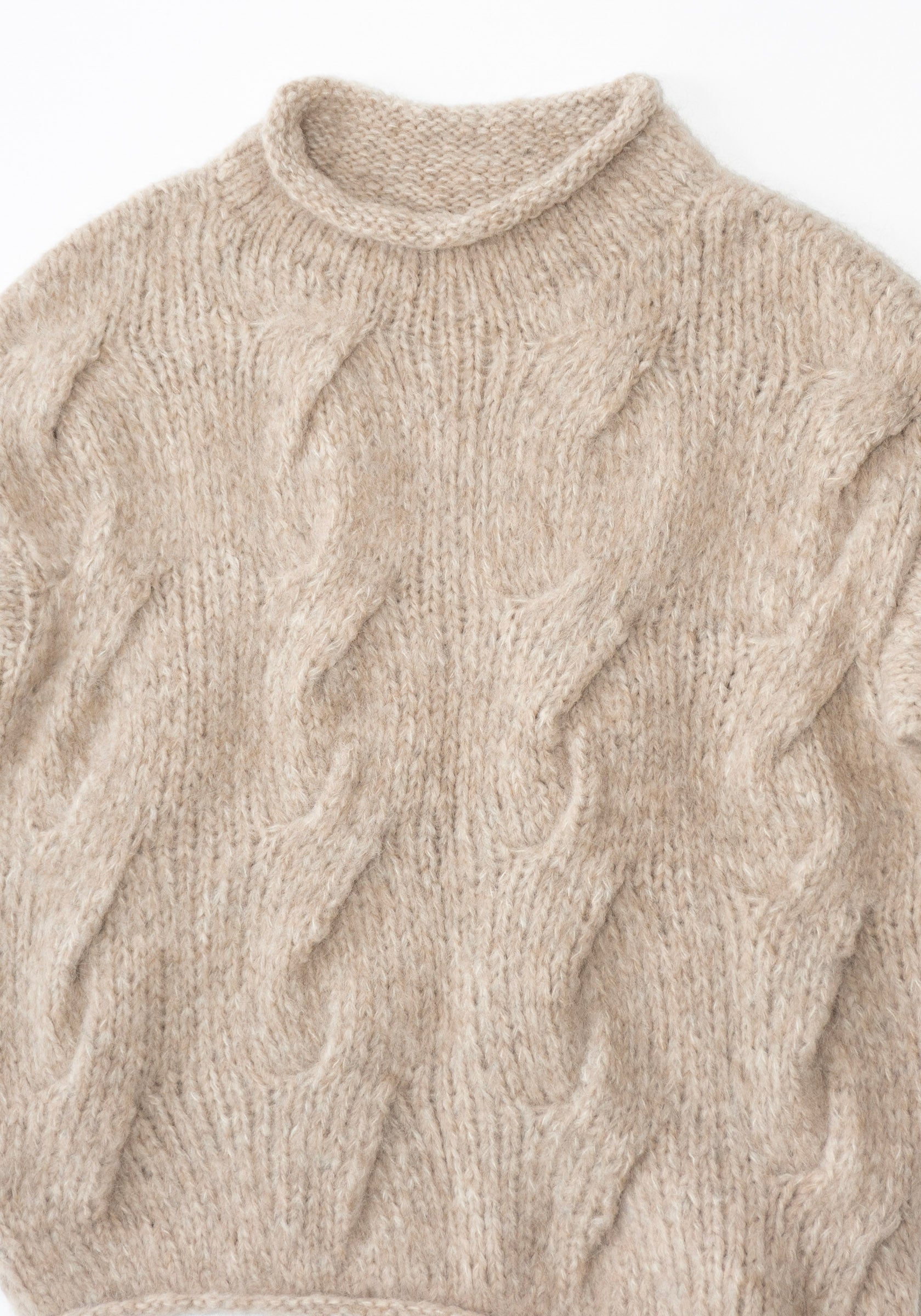 Lauren Manoogian Handknit Cable Rollneck Sweater in Husk