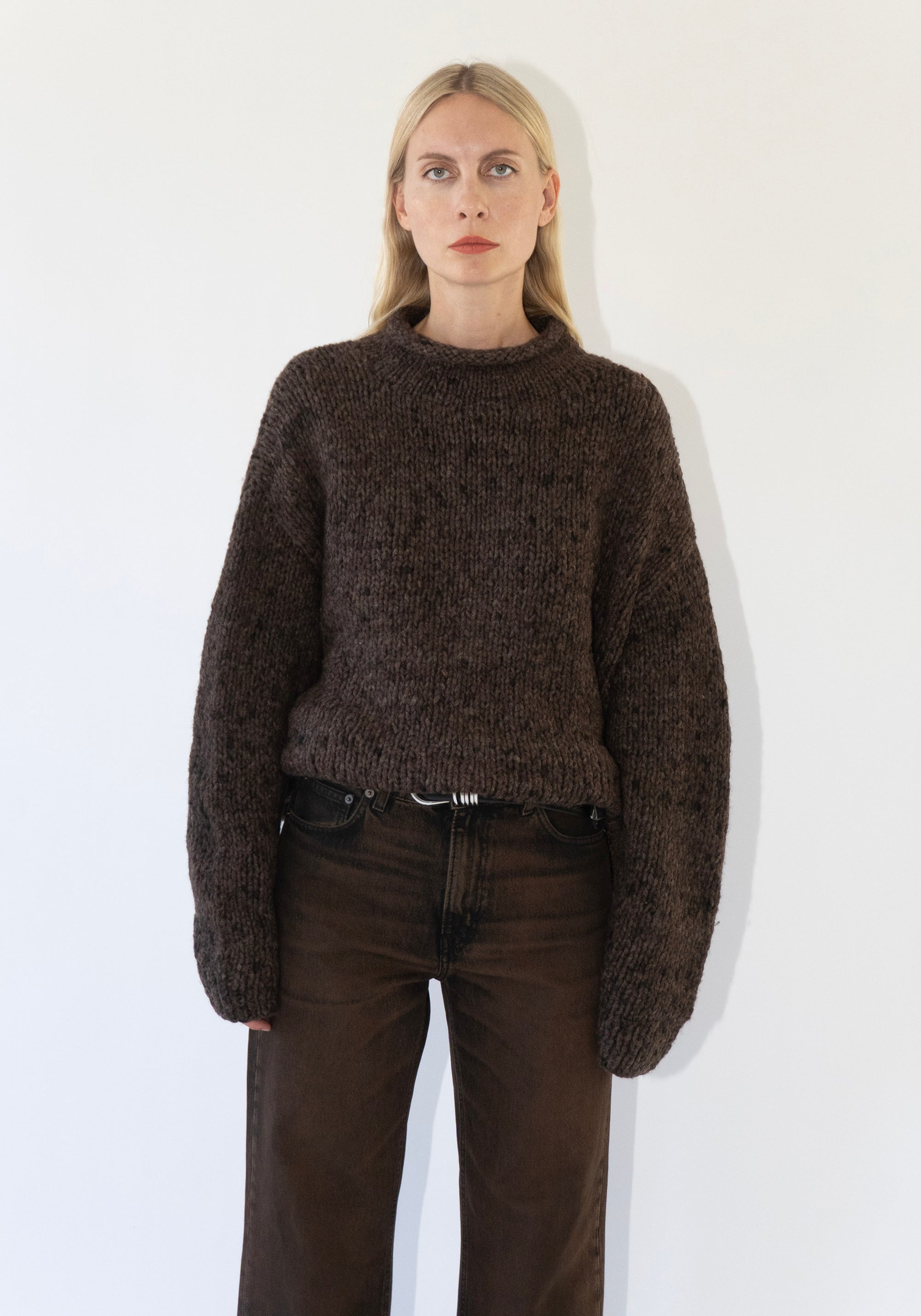 Lauren Manoogian Handknit Paint Rollneck in Black Paint
