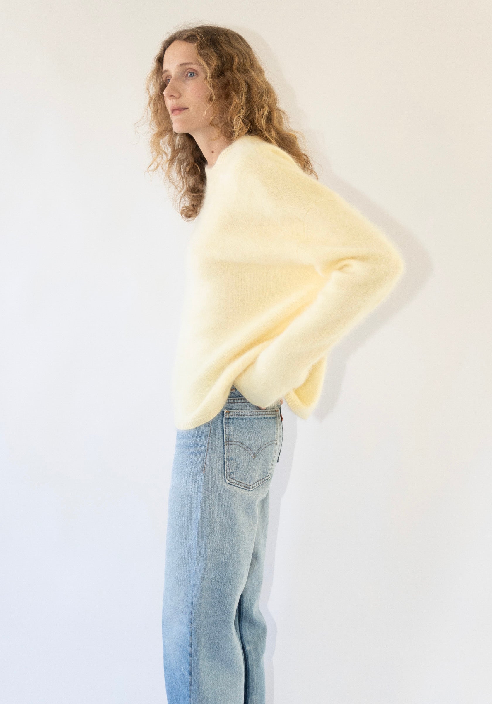 Natalia Brushed Cashmere Sweater in Butter