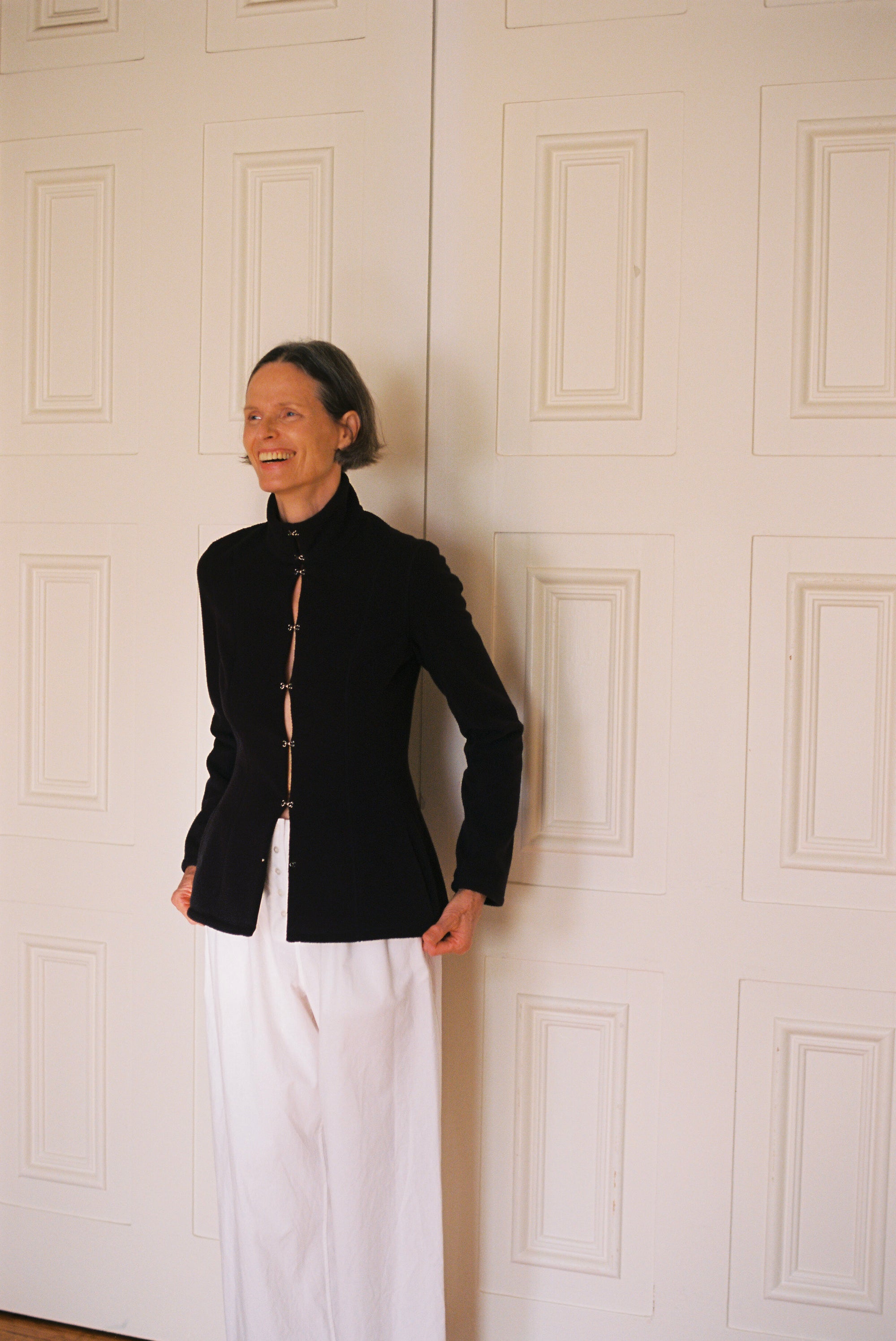 Colleen Allen Shaped Fleece Jacket in Black