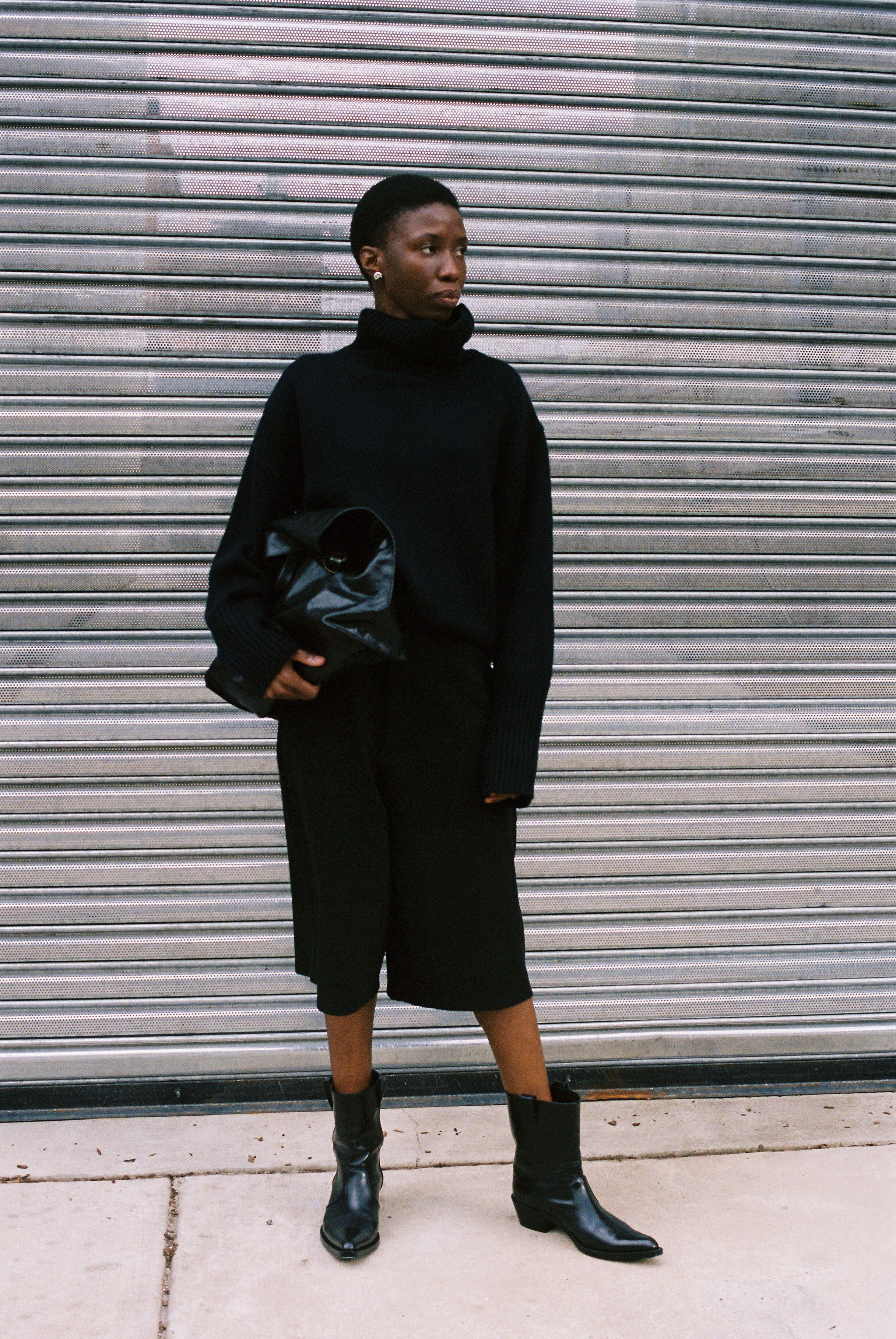 6397 High Neck Longsleeve Sweater in Security Blue – VESTIGE