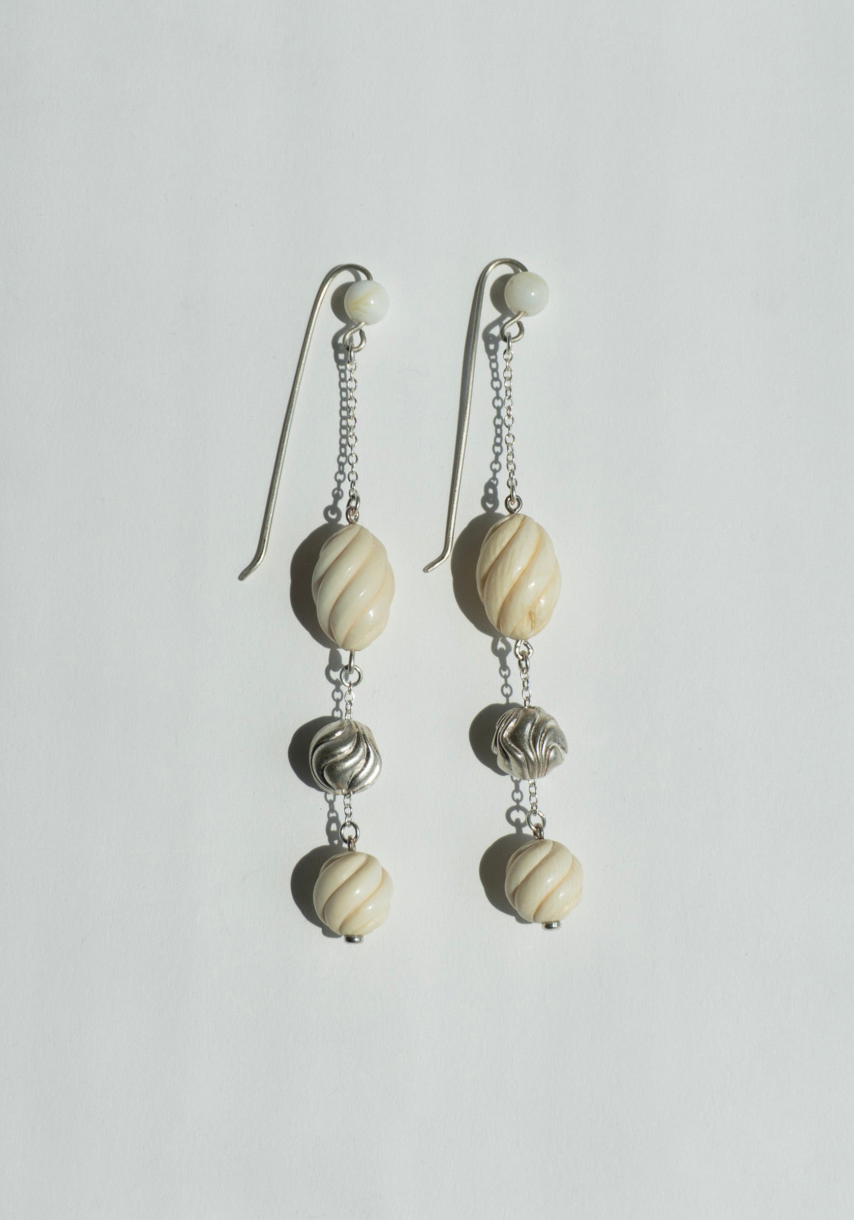 Sapir Bachar Coral Shell Long Earrings in Silver