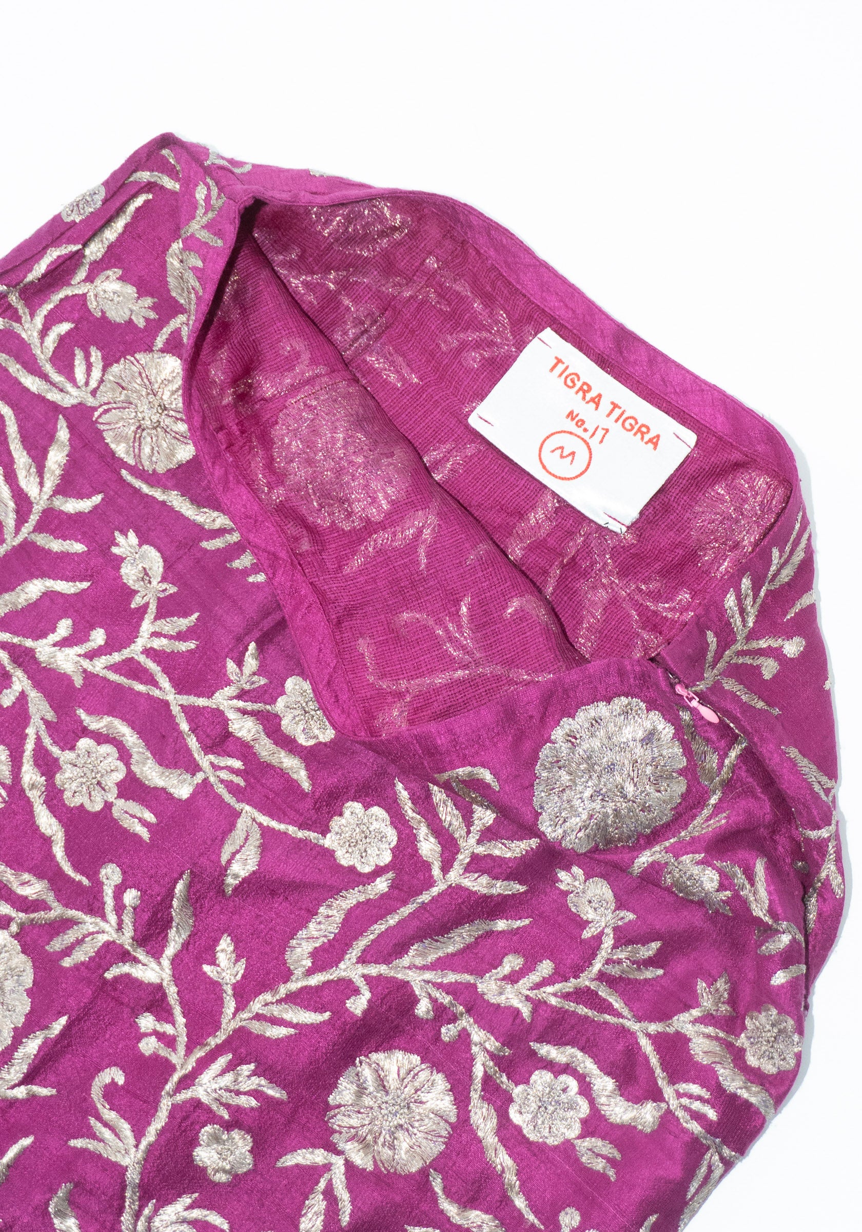 Kasab Slip Skirt with Kota in Magenta